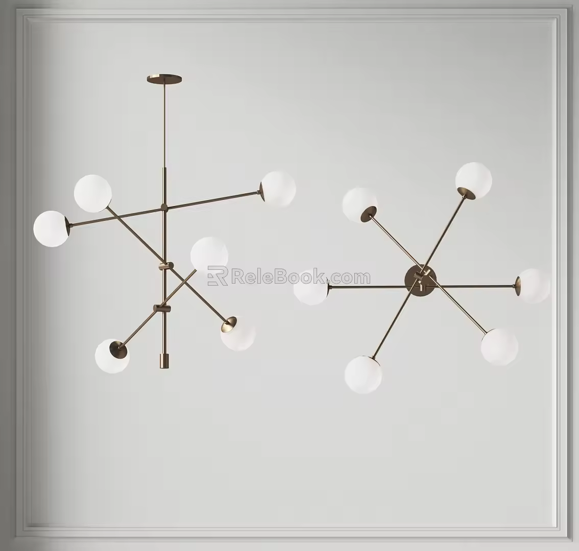 Multi-head chandelier 3d model