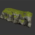 Natural Garden Landscape Rock With Lush Green Moss And Rough Textured Surface