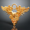 Gold Winged Jewelry Pendant With Intricate Carvings And Decorative Gemstone Accents