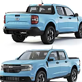 Blue Ford Maverick Pickup Truck Front And Rear View Design