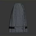 Gray Striped A line Skirt With Black Trim At Bottom And Structured Design