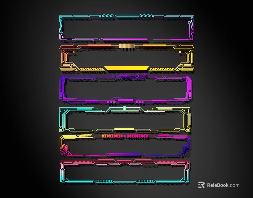 Colorful Geometric Line Frames With Modern Design And Vibrant Color Tones 3d model 
