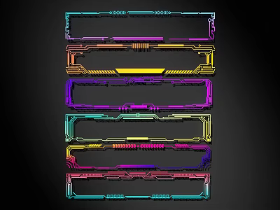 Colorful Geometric Line Frames With Modern Design And Vibrant Color Tones 3d model