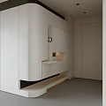 Modern Minimalist Entryway Hallway Interior Design With White Storage Cabinets And Built in Lighting