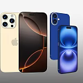 Apple iPhone Models With Multiple Cameras Gold And Blue Color Design Display Setup 3d model