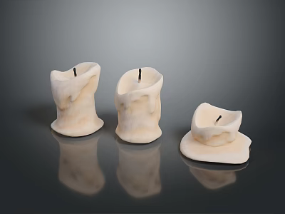 Handmade Decorative Candles With Various Shapes And Natural Cream Texture For Home Living 3d model