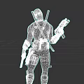 Deadpool Movie Character in Red Black Costume With Mask Holding Gun And Swords