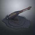 3D Model Large Weapon With Metal Structure Platform Base And Red Details 3d model
