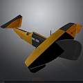 Vintage Yellow And Black Aerospace Model With Orange Wing Sections And Retro Design