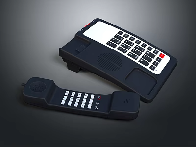 Black Corded Telephone With Desktop Base Handset And Number Keypad 3d model