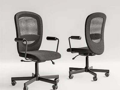 Modern Black Office Chairs With Mesh Back Armrests And Rolling Wheels 3d model