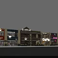 Vibrant Commercial Street with Coffee Shop Bakery Music Zone Outdoor Seating and Storefronts