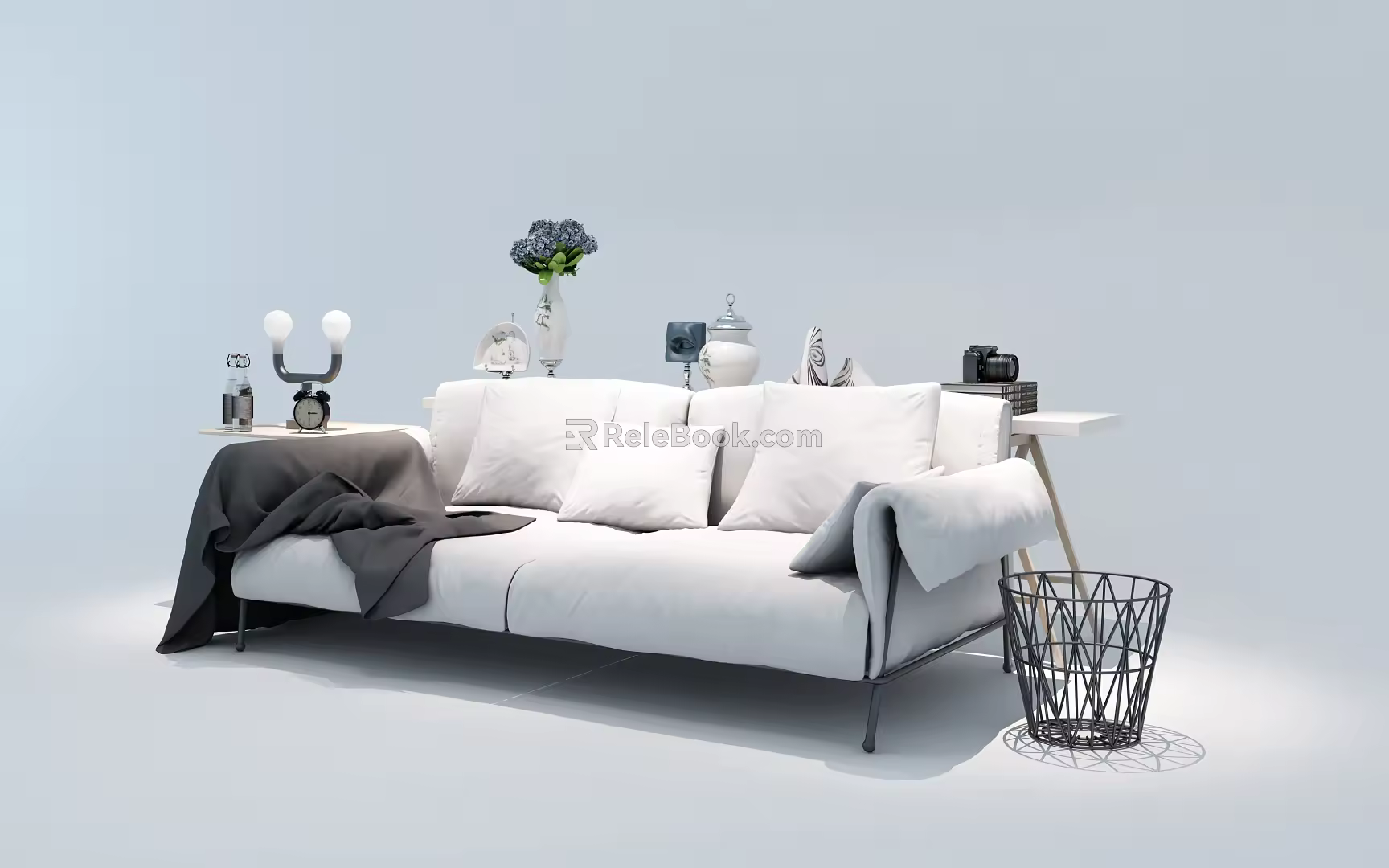 Modern double sofa combination 3d model
