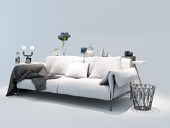 Modern double sofa combination 3d model