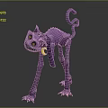 Purple Skeleton Cat Creature Fantasy Character with Big Eyes Long Tail Yellow Bell Black Claws