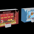 Smart Fire Extinguishing Experience Exhibition Booths Design With Red Blue Backgrounds Flame Patterns And Panda