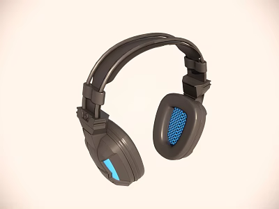 Modern Over Ear Headphones With Black Frame Blue Mesh Ear Cups And Comfortable Design 3d model