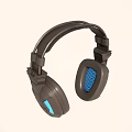 Modern Over Ear Headphones With Black Frame Blue Mesh Ear Cups And Comfortable Design