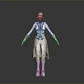 Futuristic White Jumpsuit Costume with Helmet Gloves Boots and Flowing Hem Design