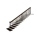 Elegant Staircase with Wooden Steps Ornate Metal Railings and Decorative Scroll Patterns