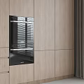 Modern Elevator Lobby With Wooden Cabinets Built In Appliance And Curtains
