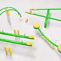 Green And Yellow Outdoor Playground Equipment With Swings Seesaws And Climbing Frames
