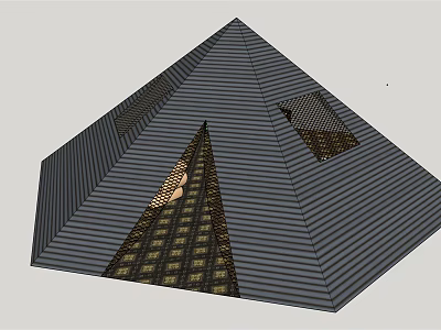 Pyramid Shaped Outdoor Camping Tent With Striped Fabric And Mesh Windows 3d model