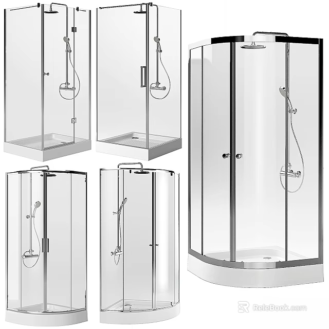 Modern Shower Enclosure Collection With Transparent Glass And Various Designs 3d model 
