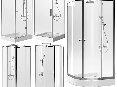 Modern Shower Enclosure Collection With Transparent Glass And Various Designs 3d model