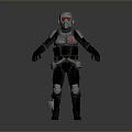 Modern Silver Black Armor In Standing Pose With Red Logo And Design