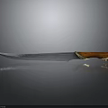 Traditional Sharp Knife With Silver Blade And Brown Wooden Handle Golden Accents