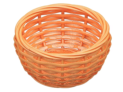 Orange Woven Plastic Basket for Household Storage And Decorative Use Durable Design Lightweight Kitchen Organizer 3d model