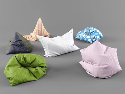 Assorted Decorative Pillows With Various Colors Patterns Shapes And Soft Fabric 3d model