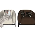 Comfortable Single Sofa with Beige and Brown Design Plaid Blanket and Pillows for Living Room