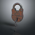 Old Metal Rusty Padlock With Key As Vintage Hardware Tools For Security Use 3d model