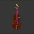 Classic Wooden Violin With Red Tuning Pegs And Polished Surface For Home Use