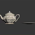 Elegant White Patterned Tea Set With Teapot Cups And Saucers For Daily Use
