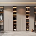 Modern Elegant Wardrobe Interior Design With Glass Doors Wooden Panels And Built in Lighting