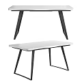 Modern Dining Table With Black And White Top And Angular Metal Legs Design 3d model