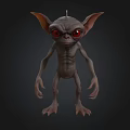 3D Mythical Creature Character With Large Ears Red Eyes And Slender Body