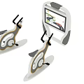 Modern Indoor Fitness Equipment With Dual Exercise Machines And Interactive Virtual Training Screen