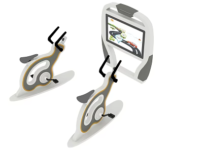 Modern Indoor Fitness Equipment With Dual Exercise Machines And Interactive Virtual Training Screen 3d model