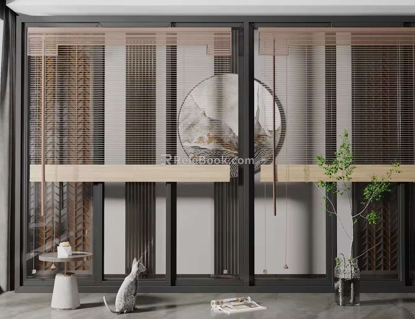 New Chinese-style Roller Shutter Roller Shutter Floor-to-ceiling Window 3d model