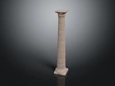 Ancient Greek Style Stone Column With Fluted Shaft And Decorative Capital 3d model