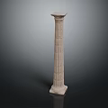 Ancient Greek Style Stone Column With Fluted Shaft And Decorative Capital