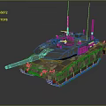 Modern Military Tank With Camouflage Paint Multiple Antennas Cannon Tracks And Top Equipment