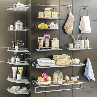 Modern Bathroom Small Cosmetic Towel Bathroom Rack Combination 3d model