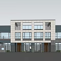 Modern Office Building Simple Three-storey Small Office Building 3d model