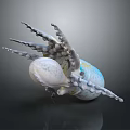 3D Character Design of Fantasy Creature with Tentacles and White Blue Bulbous Body