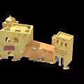 Cartoon Scene Of Arabian Style Buildings With Golden Dome And Colorful Awnings